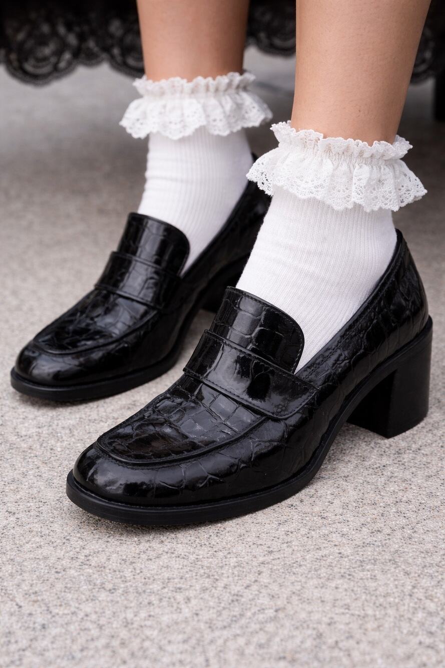 Vintage 90s Nine West Black Patent Leather Block Heel Mary Jane Loafer Size 7.5